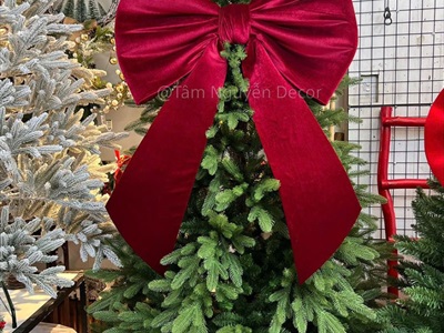 [Order 3 - 4 ngày] Nơ đỏ vải nhung xịn 2 cánh đuôi xéo dài cỡ lớn [Đứng form - Nhiều cỡ] PK-NO-12